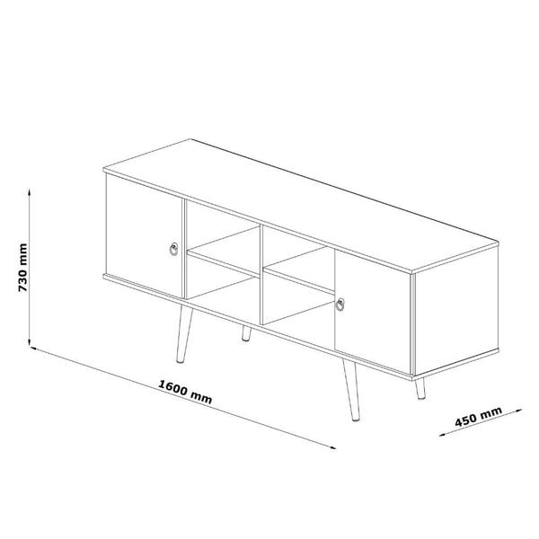 Imagem de Rack Para Sala e TV de até 60" Com 2 Portas e 4 Nichos Branco Acetinado com Cumarú - Estrela - Patrimar Móveis