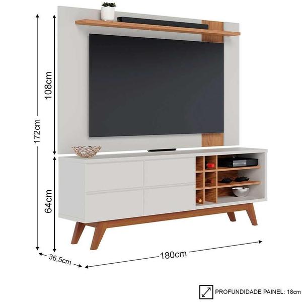 Imagem de Rack Para Sala Norena Com Painel Para Tv 70 Pol. Amélie C05 Off White Matte/freijó - Mpozenato