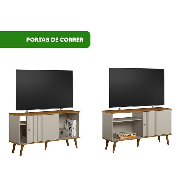 Imagem de Rack Para Sala TV Até 50 Polegadas Porta De Correr Nature Off White Rhea Shop JM