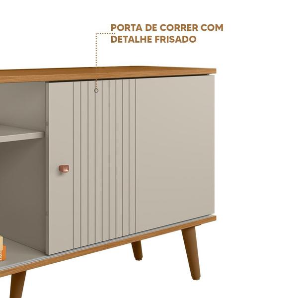 Imagem de Rack Para Sala TV Até 50 Polegadas Porta De Correr Nature Off White Rhea Shop JM