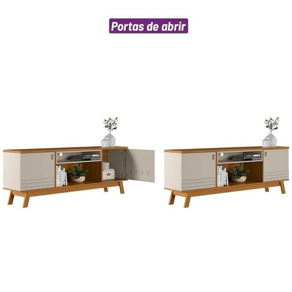 Imagem de Rack Para Sala Tv Até 75 Pol. 180cm Color L06 Nature/off White - Mpozenato