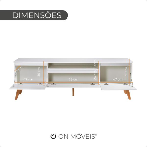 Imagem de Rack para TV 150cm Retro Mdf Branco Dallas - On Móveis