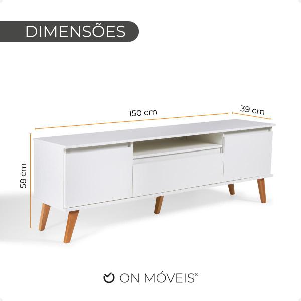 Imagem de Rack para TV 150cm Retro Mdf Branco Dallas - On Móveis