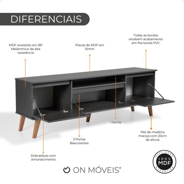 Imagem de Rack para TV 150cm Retro Mdf Dallas - On Móveis