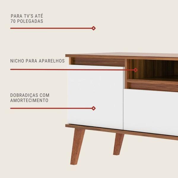 Imagem de Rack para TV 150cm Retro Mdf Nogal com Branco Dallas - On Móveis