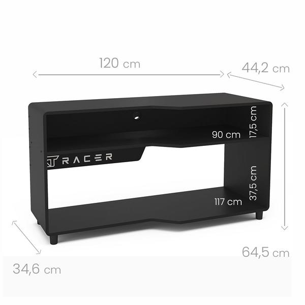 Imagem de Rack Para Tv 50" Max Air Xt Racer 1 Prateleira 2 Nichos Preto/ Adesivo Branco - Politorno