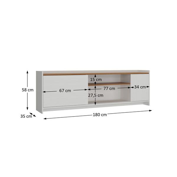 Imagem de Rack para TV 60 pol. 2 Portas 2 Nichos HCL Branco e Nogal