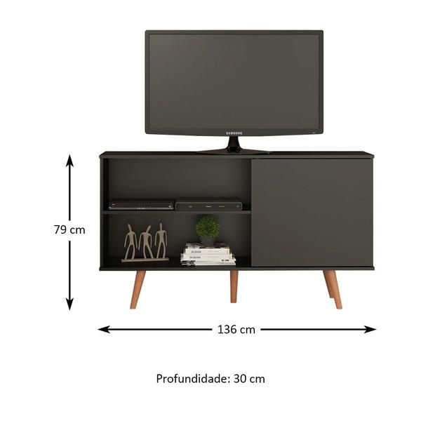 Imagem de Rack Para Tv 60 Polegadas Pádua 1 Porta 2 Prateleiras Preto - Soluzione