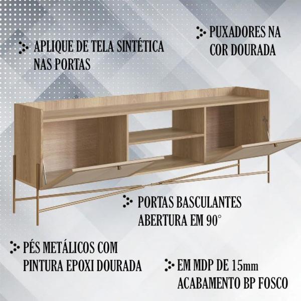 Imagem de Rack Para TV 70 Pol Palhinha 28930 Linha Oslo Hanover Artesano