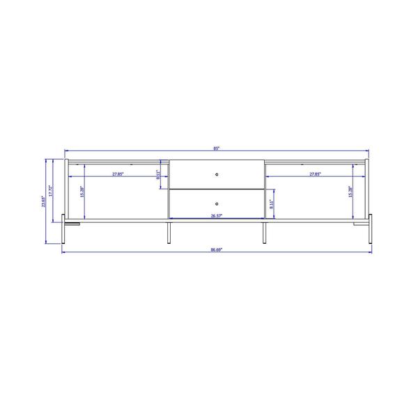 Imagem de Rack para TV 75 Polegadas Jasper 220 cm Off White Fosco c/ Dourado - Província