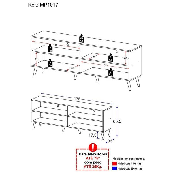 Imagem de Rack para TV 75" Retrô Jazz Multimóveis MP1017 Preto