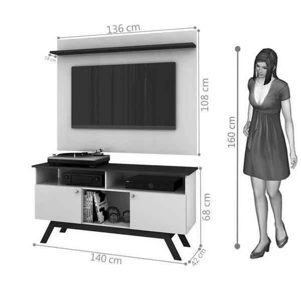 Imagem de Rack para TV Amsterdã com Painel Vênus Madeira / Off White - Tebarrot