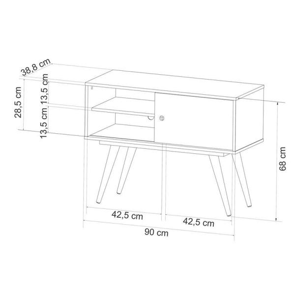 Imagem de Rack para TV até 32 Polegadas 1 Porta 2 Nichos Retrô 60