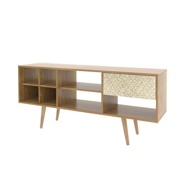 Imagem de Rack para TV até 42" Pés Palito 136x59,5cm 1 Gaveta Natural Palha