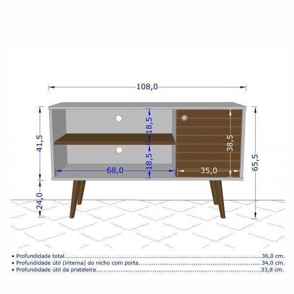 Imagem de Rack para TV até 42 Polegadas 1 Porta Retrô Jade Móveis Bechara