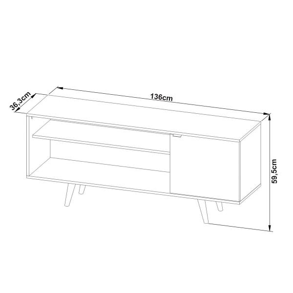 Imagem de Rack para TV Até 42 Polegadas 1 Portas R1486 Amêndoa/Mármore Lunar - Tecno Mobili