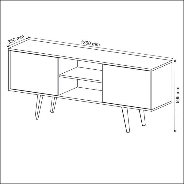 Imagem de Rack Para TV Até 42 Polegadas 2 Portas 136x59,5x33cm Natural