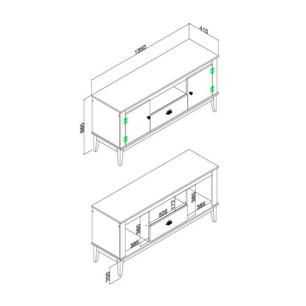 Imagem de Rack para TV até 50'' Pol. Colonial 135 Cm Freijó Oliva Movelbento