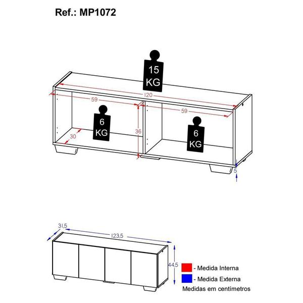 Imagem de Rack para TV até 50 Polegadas com 4 Portas Multimóveis MP1072