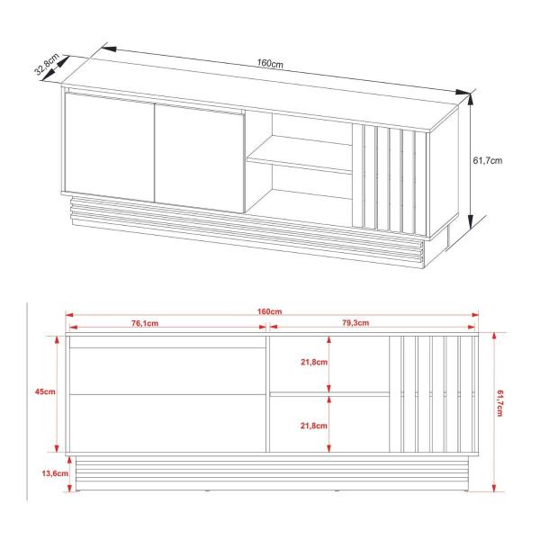 Imagem de Rack para TV até 52" Polegadas 160x61,7cm Natural Palha