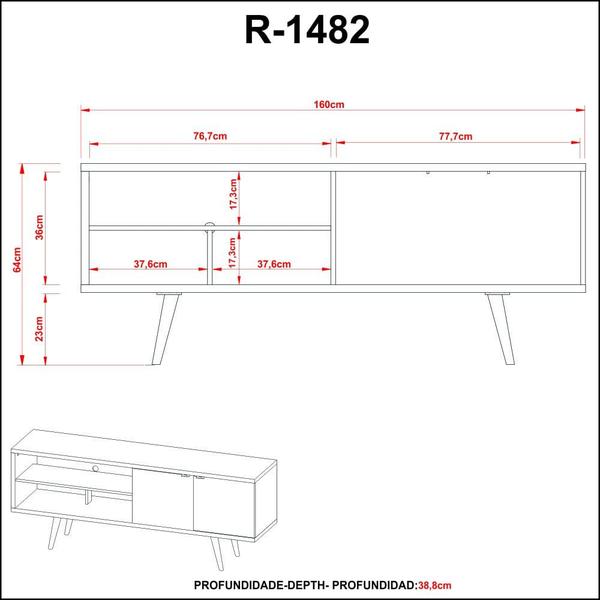 Imagem de Rack Para TV até 55 Polegadas 2 Portas TCM Amêndoa e Concreto