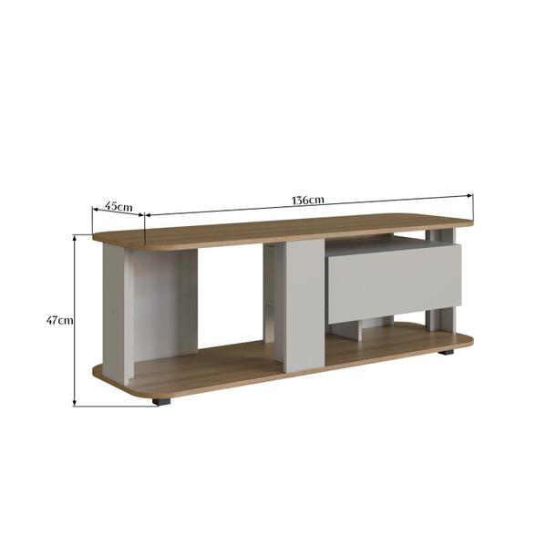 Imagem de Rack para Tv até 55 Polegadas com 1 Gaveta e Iluminação em Led Rgb Ra0136 Mel/Arenas