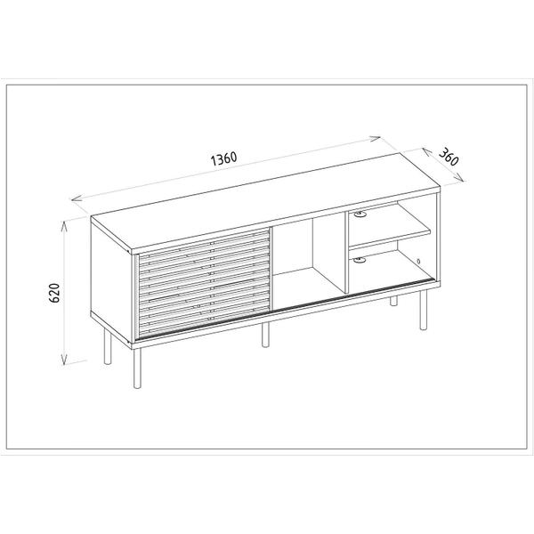 Imagem de Rack para TV até 55 Polegadas Industrial 136cm em BP Porta Reflecta Multiverso CabeCasa MadeiraMadeira