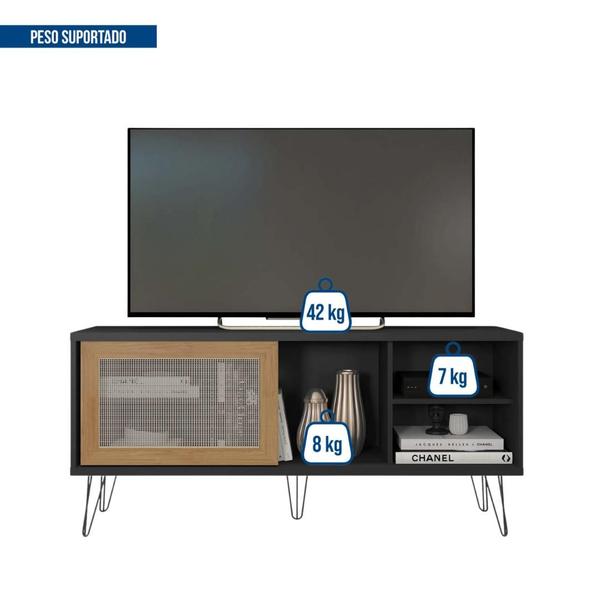 Imagem de Rack para TV até 55 Polegadas Industrial Retrô 136cm em BP Porta Telada Multiverso CabeCasa MadeiraMadeira