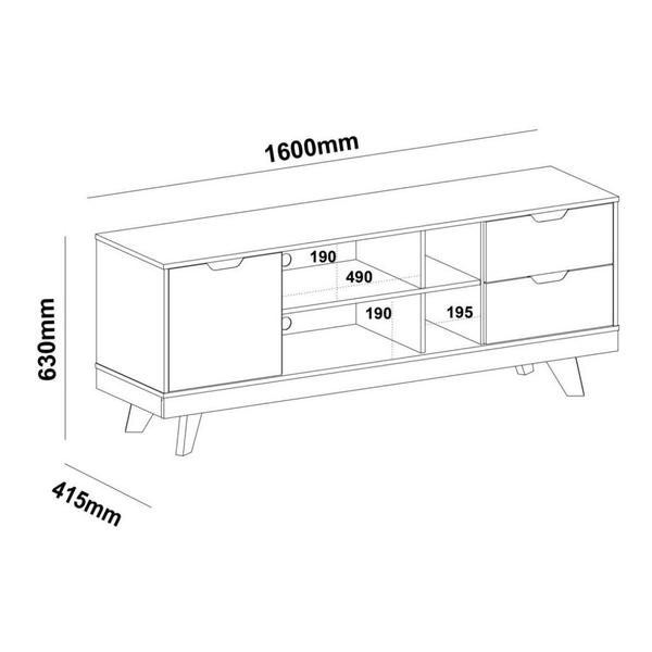 Imagem de Rack para TV até 60 Polegadas 1 Porta 2 Gavetas com Pés Michigan Artely