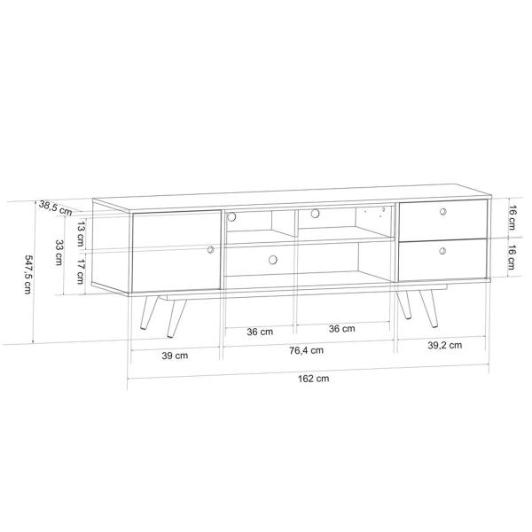 Imagem de Rack para TV Até 60 Polegadas 1 Porta 2 Gavetas Preto 10790 - Olivar Móveis