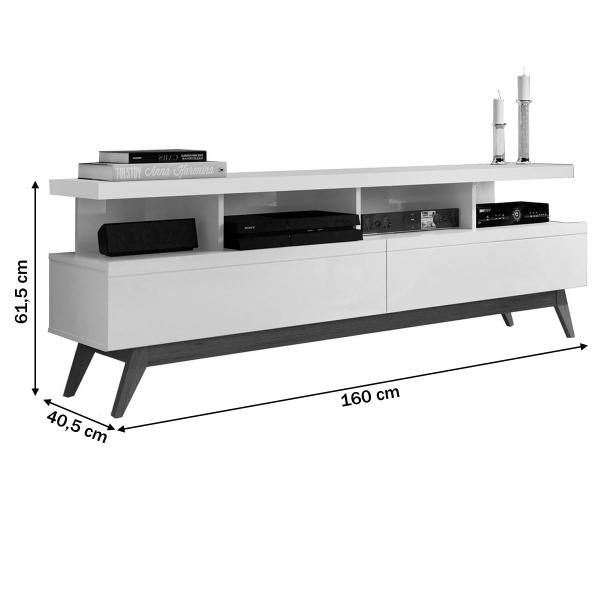 Imagem de Rack para TV Até 60 Polegadas Vivare Wood 2 Gavetas Off White/Freijo - Giga Móveis