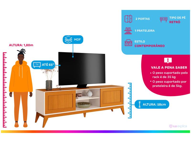 Imagem de Rack para TV até 65" 2 Portas EDN Móveis King