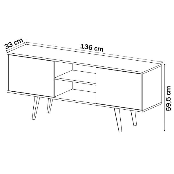 Imagem de Rack para TV Até 65 Polegadas 2 Portas 1 Prateleira Natural/Palha R1464 - Tecno Mobili