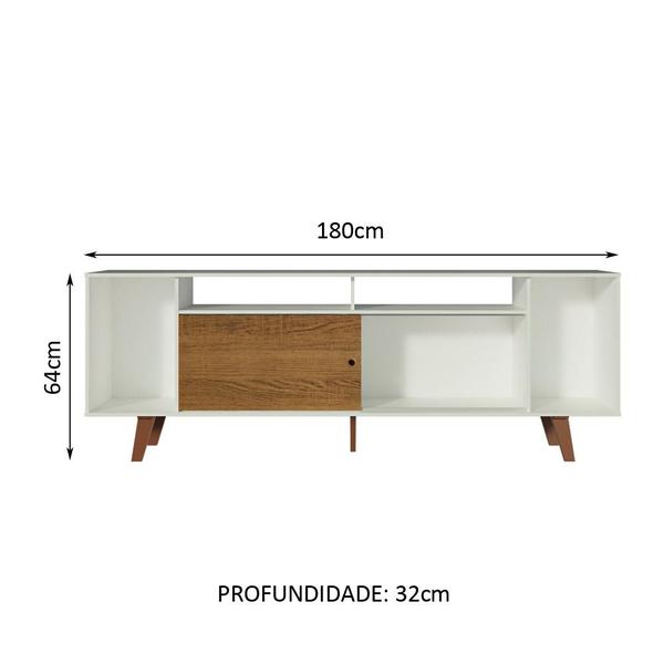 Imagem de Rack para TV até 65 Polegadas Madesa Cancun com Pés - Branco/Rustic/Rustic