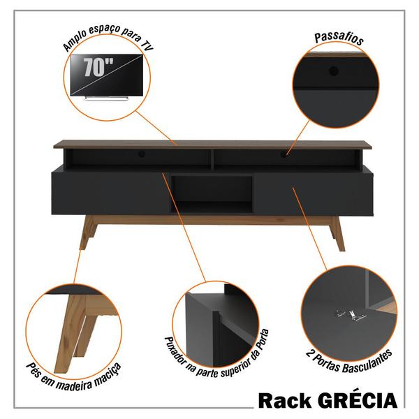 Imagem de Rack para Tv até 70 Polegadas 2 Gavetas Grécia 180cm