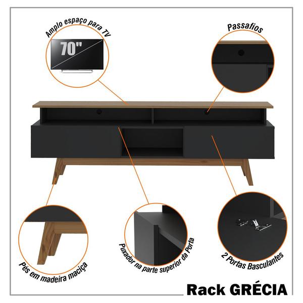 Imagem de Rack para Tv até 70 Polegadas 2 Gavetas Grécia 180cm