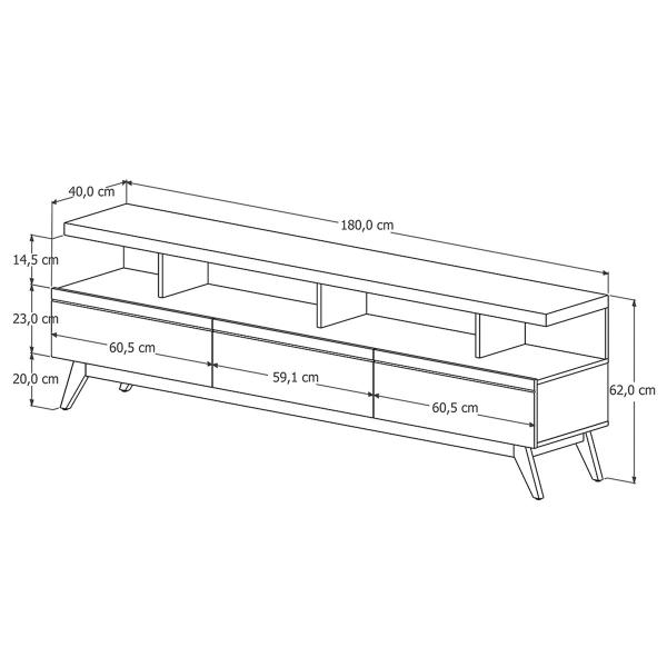 Imagem de Rack para TV Até 72 Polegadas Vivare Wood 3 Gavetas Off White/Freijo - Giga Móveis