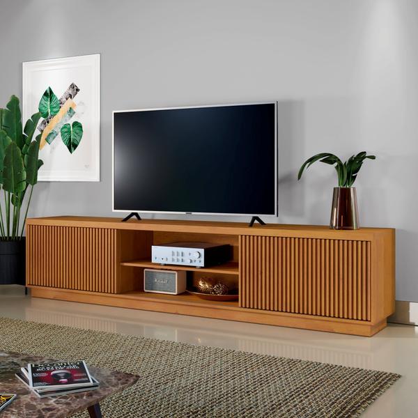 Rack para TV até 75 Polegadas 100% MDF Ripado 2 Portas Logan - Mavaular Rack para TV até 75 Polegadas 100% MDF Ripado 2 Portas Logan - Mavaular