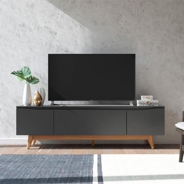 Rack para TV até 75 Polegadas Flynt Preto e Natural 184 cm - Modern Imagem de Rack para TV até 75 Polegadas Flynt Preto e Natural 184 cm
