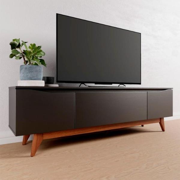 Rack para TV até 75 Polegadas Flynt Preto e Natural 184 cm - Modern Imagem de Rack para TV até 75 Polegadas Flynt Preto e Natural 184 cm