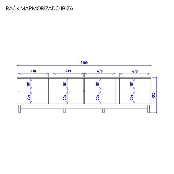 Imagem de Rack para TV até 82 Polegadas 4 Portas Marmorizado Ibiza Yescasa