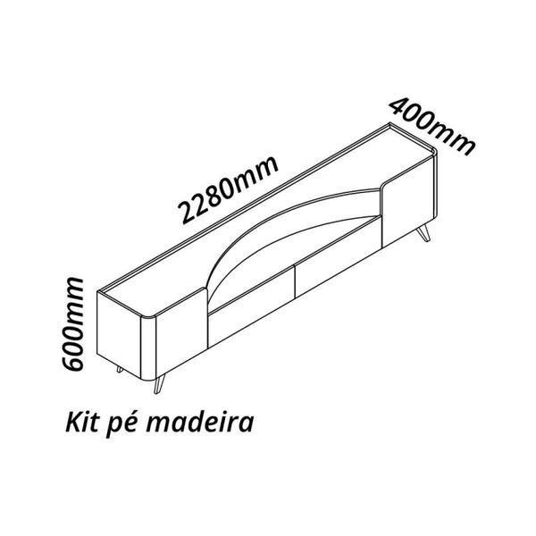 Imagem de Rack para Tv até 85 Polegadas com Led com Pés Madeira Infinity 228cm