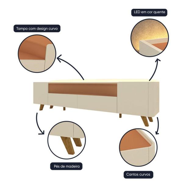 Imagem de Rack para Tv até 85 Polegadas com Led com Pés Madeira Infinity 228cm