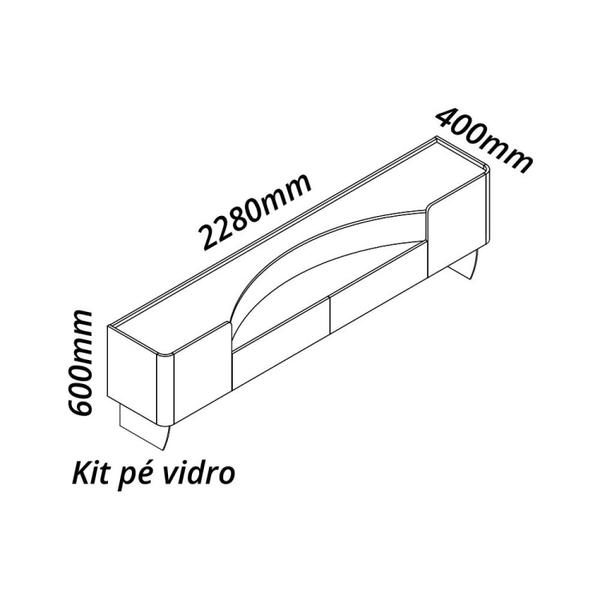 Imagem de Rack para Tv até 85 Polegadas com Led com Pés Vidro Infinity 228cm