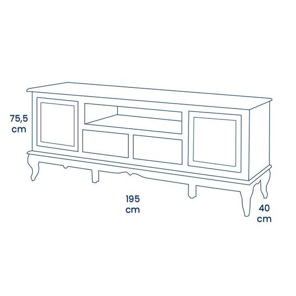 Imagem de Rack para Tv com Pés Luis XV 2 Gavetas 2 Portas e Nicho 60503 Linz Móveis