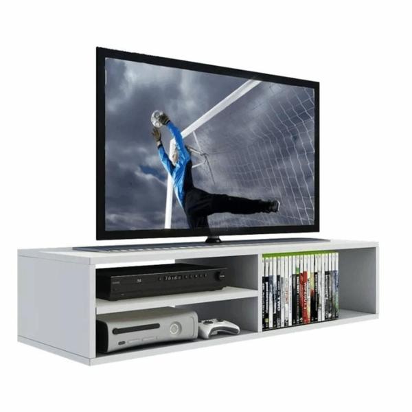 Imagem de Rack Para Tv Dvd Cd Video Game Nicho Prateleira Mdf Branco