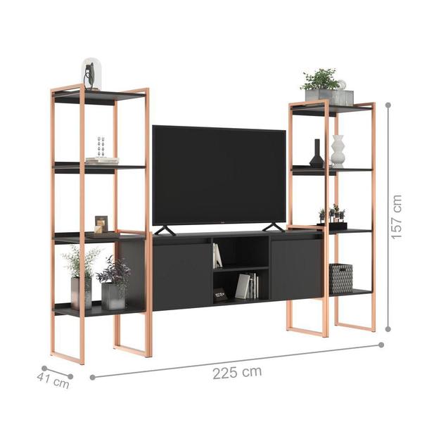 Imagem de Rack para TV e Estante Estilo Industrial Moderno Preto Cobre