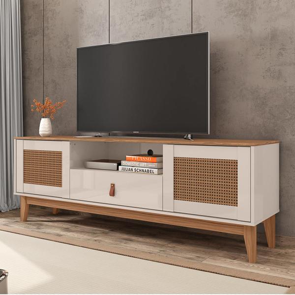 Imagem de Rack Para TV Esmeralda 1,60 Off White com Noce - Moveis Casa D