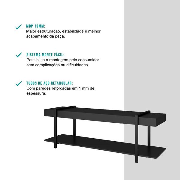 Imagem de Rack para TV Habitat Preto e Tubos Pretos Carraro