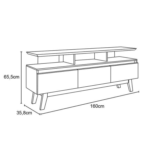 Imagem de Rack para TV Rubi 3 Portas Cinamomo/Preto Fosco - Bechara